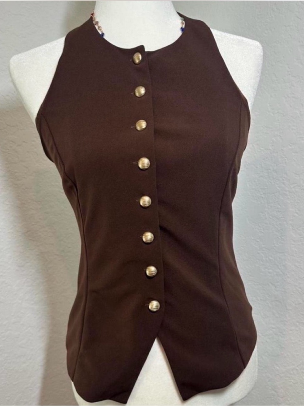Women’s Brown Halter Button-Front Top